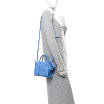 MARC JACOBS Grained Calfskin Mini The Tote Bag Spring Blue