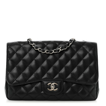 CHANEL Caviar Quilted Jumbo Double Flap Black