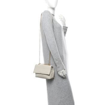 BOTTEGA VENETA Nappa Intrecciato Baby Olimpia Shoulder Bag Chalk