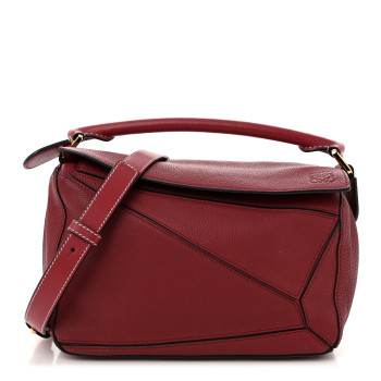 LOEWE Grained Calfskin Small Puzzle Bag Rouge
