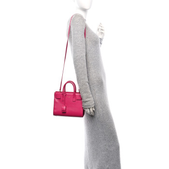 SAINT LAURENT Calfskin Nano Sac De Jour Fluo Pink