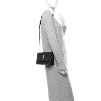 SAINT LAURENT Calfskin Crocodile Embossed Small Monogram Sunset Black