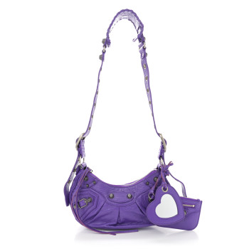 BALENCIAGA Agneau Arena Le Cagole Shoulder Bag XS Purple