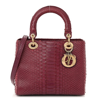 CHRISTIAN DIOR Snakeskin Medium Lady Dior Purple