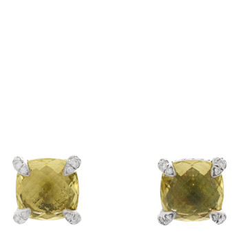 DAVID YURMAN Sterling Silver Diamond Prasiolite 9mm Chatelaine Earrings