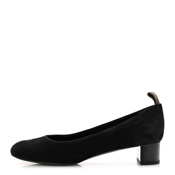 LOUIS VUITTON Suede Uniformes Pump 37 Black