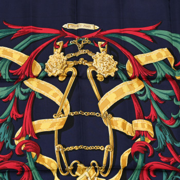 HERMES Silk Le Mors A La Conetable Scarf 90