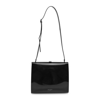 SAINT LAURENT Vinyl Le-Anne Marie Shoulder Bag Black