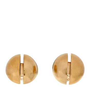 SAINT LAURENT Brass Double Half Ball Clip On Earrings Gold