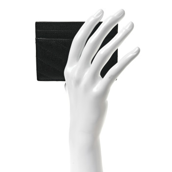 SAINT LAURENT Grain De Poudre Matelasse Chevron Monochrome Monogram Credit Card Case Black