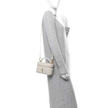 SAINT LAURENT Lambskin Quilted Mini Gaby Vanity Crema Soft