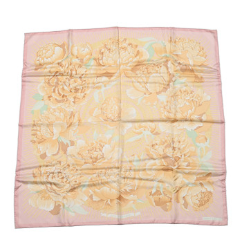HERMES Silk Les Pivoines Scarf 90