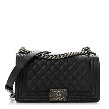 CHANEL Caviar Quilted Medium Boy Flap Black