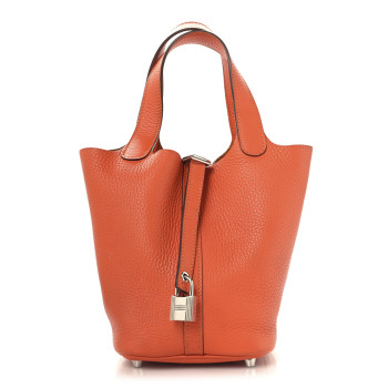 HERMES Taurillon Clemence Picotin Lock 18 PM Orange