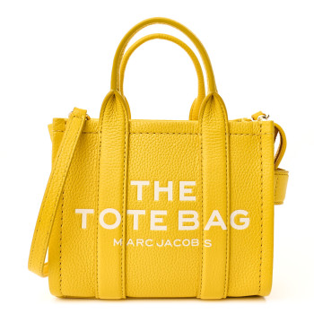MARC JACOBS Grained Calfskin Mini The Tote Bag Yellow