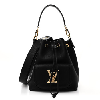 LOUIS VUITTON Calfskin Lockme Bucket MM Black