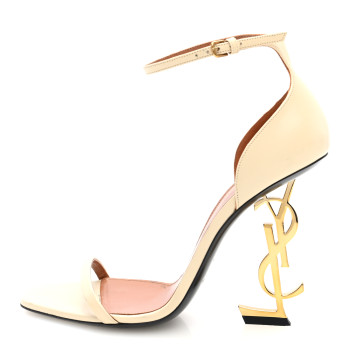 SAINT LAURENT Calfskin 110 Opyum Sandals 38.5 Real Beige
