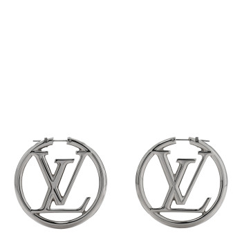 LOUIS VUITTON Palladium Louise Hoop Earrings Silver