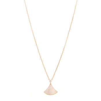 BULGARI 18K Rose Gold Diamond Mother of Pearl Divas' Dream Pendant Necklace