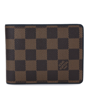 LOUIS VUITTON Damier Ebene Calfskin Multiple Wallet Blue