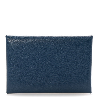 HERMES Chevre Chamkila Calvi Card Case Deep Bleu