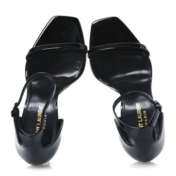 SAINT LAURENT Patent Calfskin Opyum 110 Sandals 37.5 Black Gold