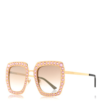 GUCCI Metal Acetate Crystal Oversize GG0115S Sunglasses Rose Gold