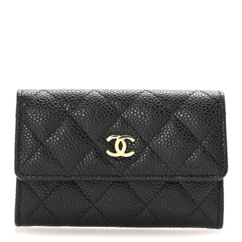 CHANEL Caviar Quilted Flap Card Holder Black
