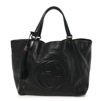 GUCCI Pebbled Calfskin Medium Soho Shoulder Bag Black