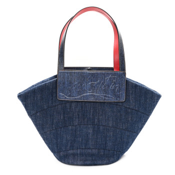 CHRISTIAN LOUBOUTIN Denim Puffer Loubishore Tote Blue