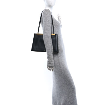 CELINE Patina Box Calfskin Medium Clasp Bag Black