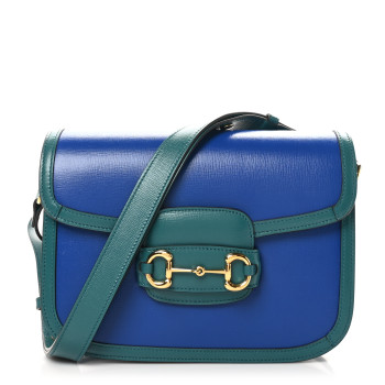 GUCCI Azalea Calfskin Horsebit 1955 Shoulder Bag Imperial Blue Pavone