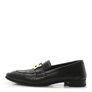 HERMES Goatskin Womens Paris Loafers 35 Black