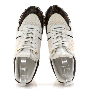 LOUIS VUITTON Calfskin Monogram Run Away Sneakers 38 White