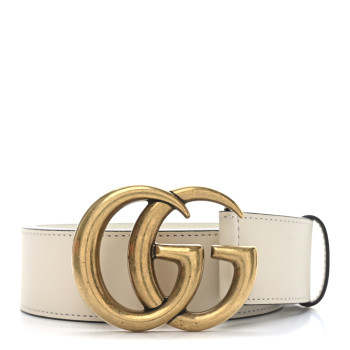 GUCCI Calfskin Double G 40mm Belt 75 30 Mystic White