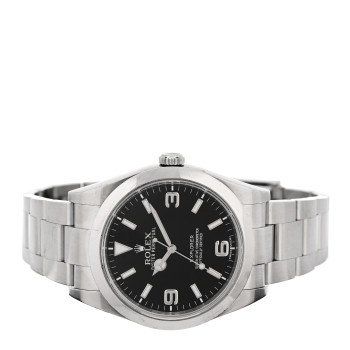 ROLEX Stainless Steel 39mm Oyster Perpetual Explorer Watch Black 214270