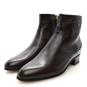 GUCCI New Waxed Calfskin Mens Ankle Boots 8 Cocoa