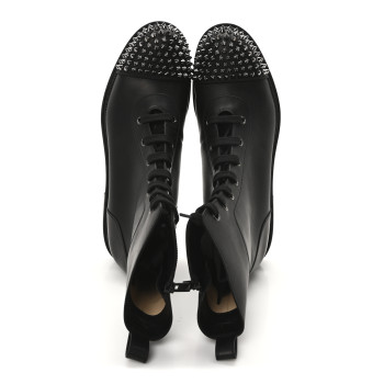 CHRISTIAN LOUBOUTIN Calfskin Spikes TS Croc Flat Boots 42 Black