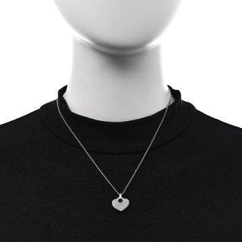 BULGARI 18K White Gold Diamond BVLGARI BVLGARI Heart Pave Pendant Necklace
