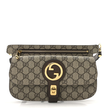 GUCCI GG Supreme Monogram Textured Dollar Calfskin Blondie Belt Bag Beige Ebony New Acero