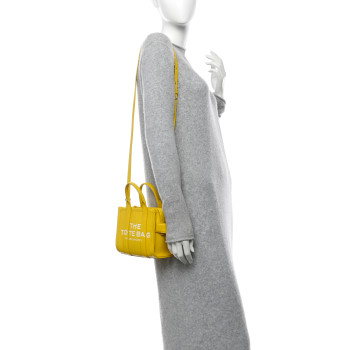 MARC JACOBS Grained Calfskin Mini The Tote Bag Yellow