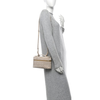BOTTEGA VENETA Suede Intrecciato Bang Bang Vanity Case Ecru