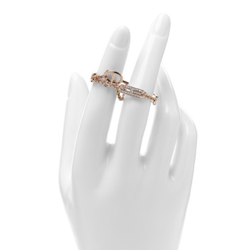 HERMES 18K Rose Gold Diamond Mix and H Cocktail Ring 52 6