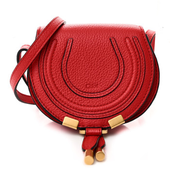 CHLOE Calfskin Nano Marcie Saddle Bag Red Flame
