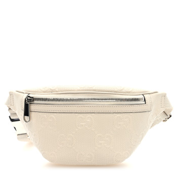 GUCCI Calfskin GG Tennis Embossed Belt Bag Mystic White