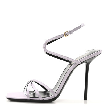 SAINT LAURENT Crepe Satin Baliqua 105 Ankle Strap Sandals 37.5 Poly Grey