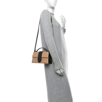 JACQUEMUS Raffia Smooth Calfskin Le Grand Bambino Natural Dark Brown