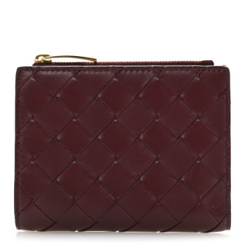 BOTTEGA VENETA Nappa Intrecciato Small Bi-Fold Zip Wallet Barolo
