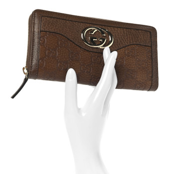 GUCCI Guccissima Sukey Zip Around Wallet Brown