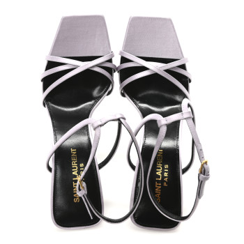 SAINT LAURENT Crepe Satin Baliqua 105 Ankle Strap Sandals 37.5 Poly Grey
